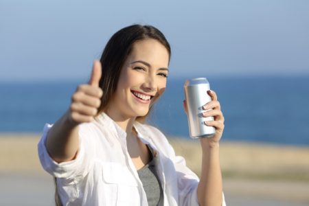 Woman Smiling Beer Can