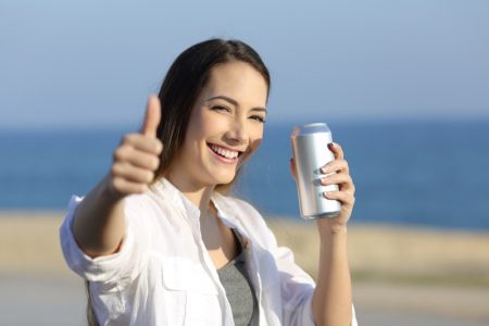 How to Design Your Own Custom Koozies Woman Smiling Beer Can