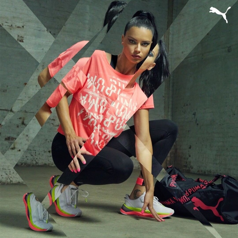 Striking a pose, Adriana Lima fronts PUMA LQD Cell Shatter campaign