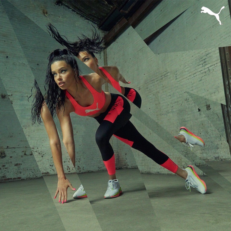 Adriana Lima shows off her physique for PUMA LQD Cell Shatter campaign