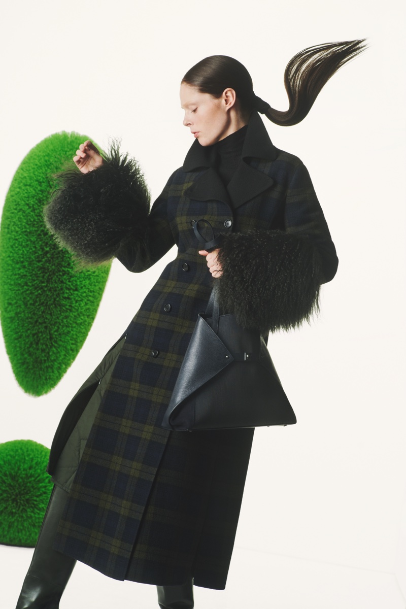 Coco Rocha strikes a pose in Akris fall-winter 2019 campaign