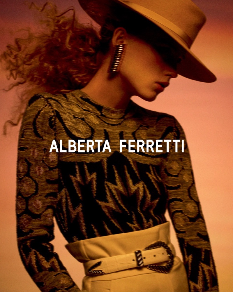 Rianne van Rompaey stars in Alberta Ferretti fall-winter 2019 campaign