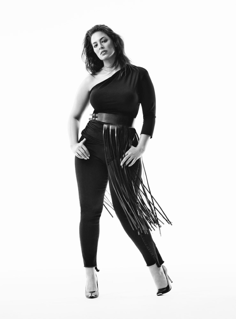 Ashley Graham sports fringe for Marina Rinaldi denim fall-winter 2019 campaign