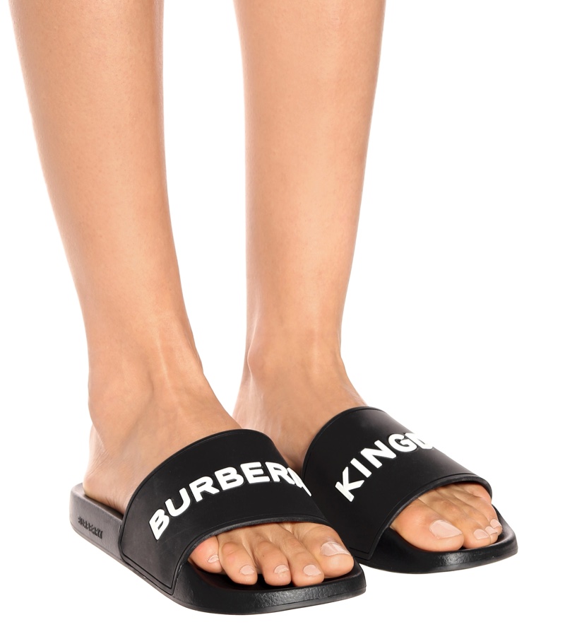 Burberry Logo Rubber Slides $270