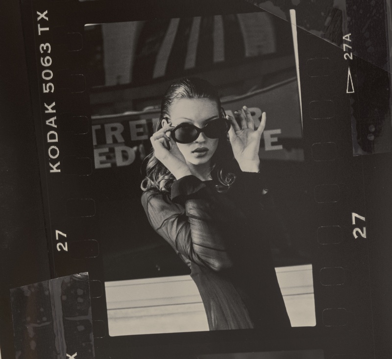 Kate Moss tries on Christian Roth Series 4001 sunglasses in 1992. Photo: Stephanie Pfriender Stylander