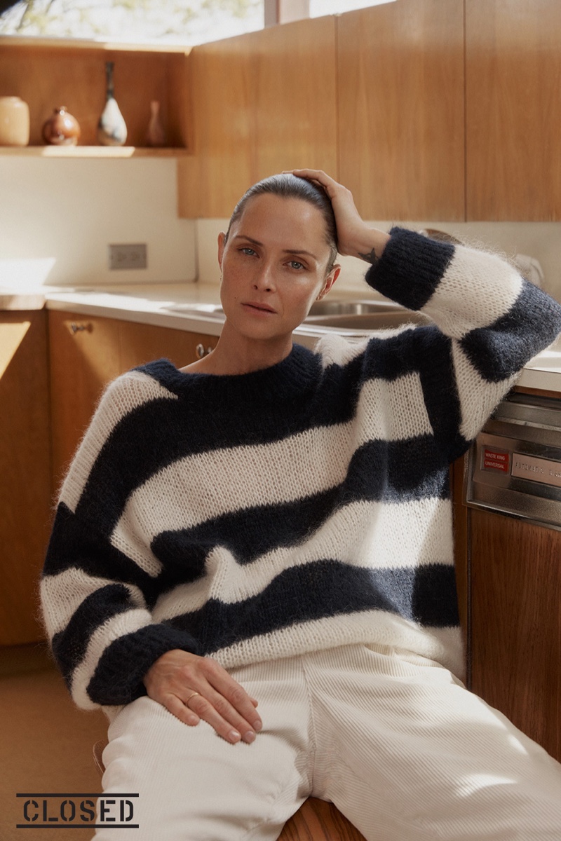 Tasha Tilberg wears stripes for Closed fall-winter 2019 campaign