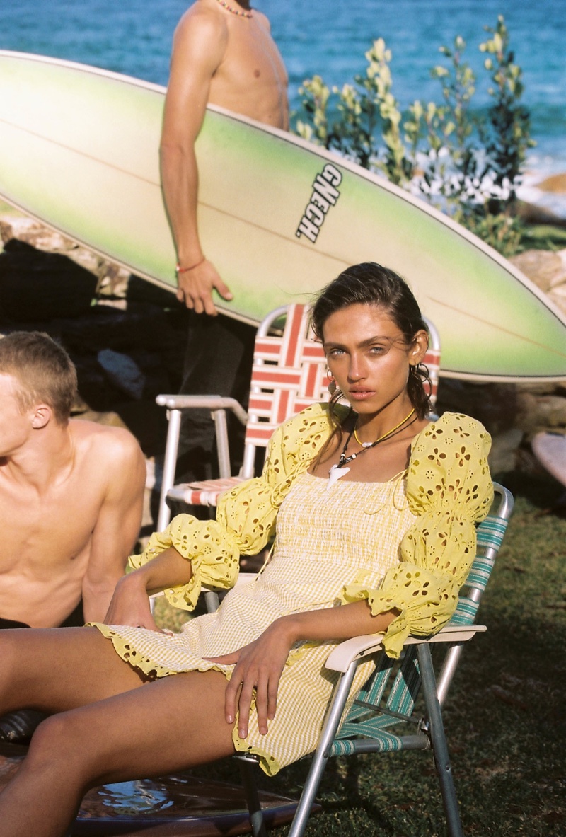 For Love & Lemons Catamaran smocked dress featured in High Summer 2019 campaign