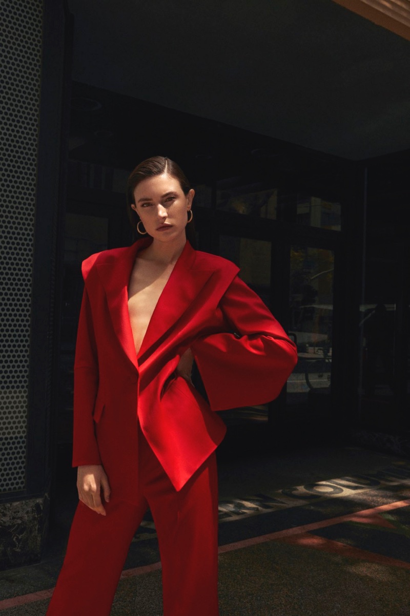 Jacquelyn Jablonski Suits Up in Rainbow Hues for Vogue Poland