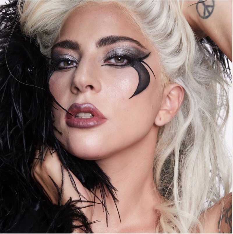 Wearing a daring look, Lady Gaga poses in products from Haus Laboratories Metalhead Collection. Photo: Hannah Khymych