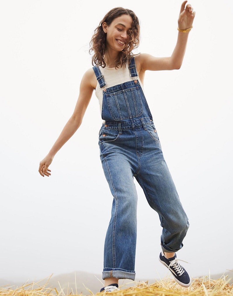 Madewell Norris Sweater Tank $59.50 and Straight-Leg Overalls in Elmridge Wash $148