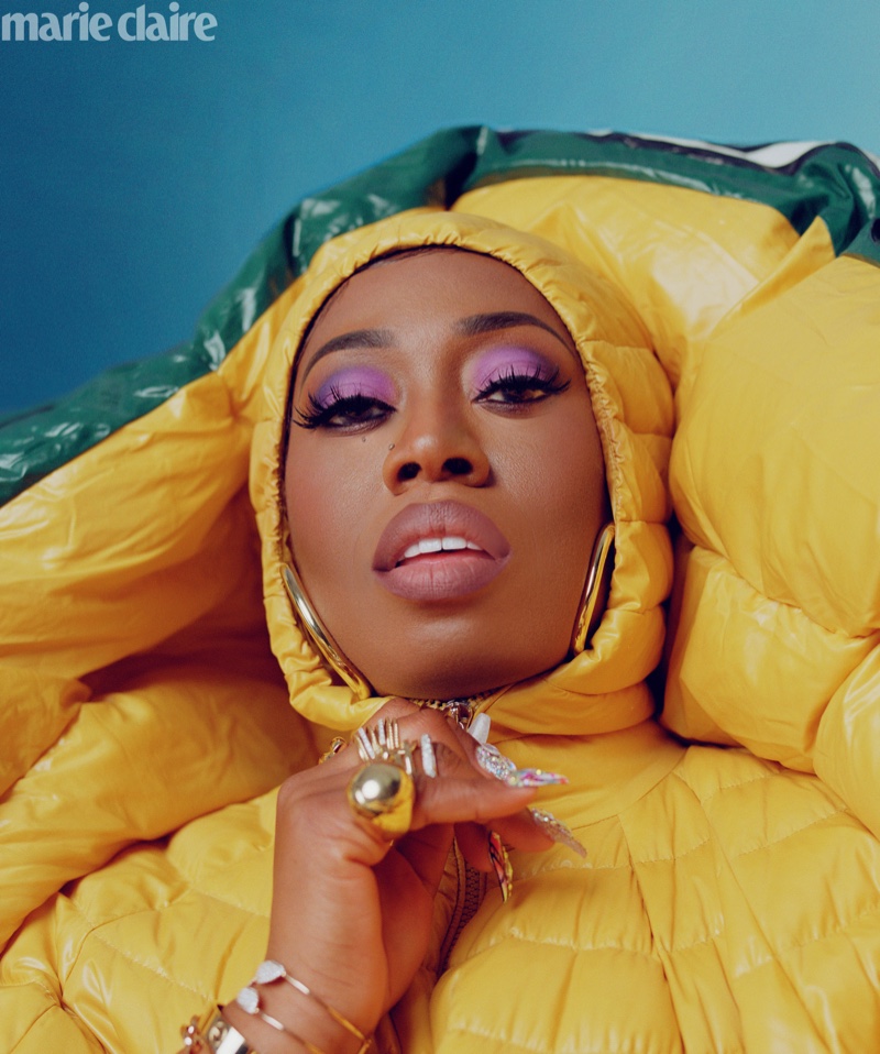 Ready for her closeup, Missy Elliott wears Moncler Pierpaolo Piccioli quilted dress