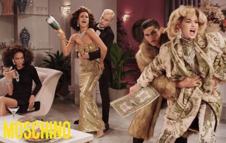 Gigi, Irina & Joan Have a Cat Fight in Moschino Fall 2019 Campaign Joan Smalls, Irina Shayk and Gigi Hadid star in Moschino fall 2019 campaign