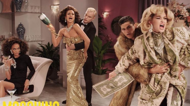 Gigi, Irina & Joan Have a Cat Fight in Moschino Fall 2019 Campaign