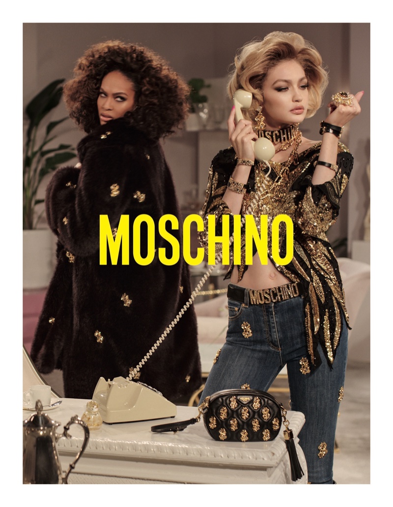 Joan Smalls and Gigi Hadid appear in Moschino fall-winter 2019 campaign