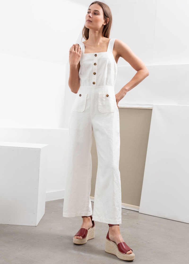 & Other Stories Linen Blend Kick Flare Jumpsuit $99