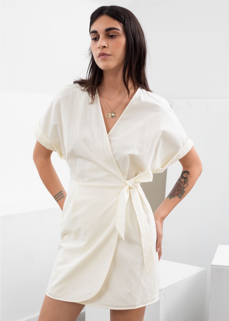 & Other Stories Organic Cotton Wrap Mini Dress $59