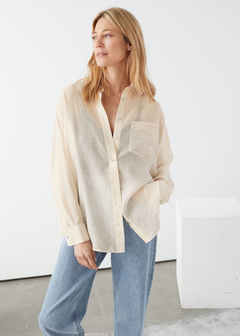 & Other Stories Oversized Button Up Shirt in Creme $89