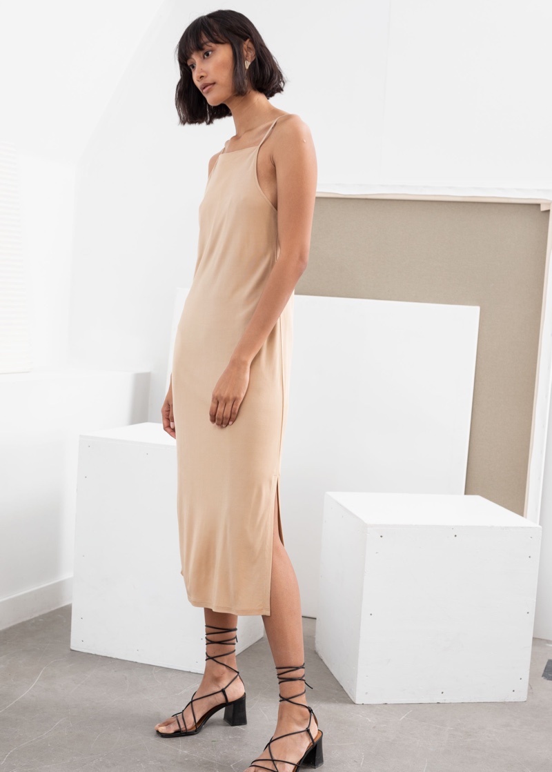 & Other Stories Square Neck Midi Slip Dress $69