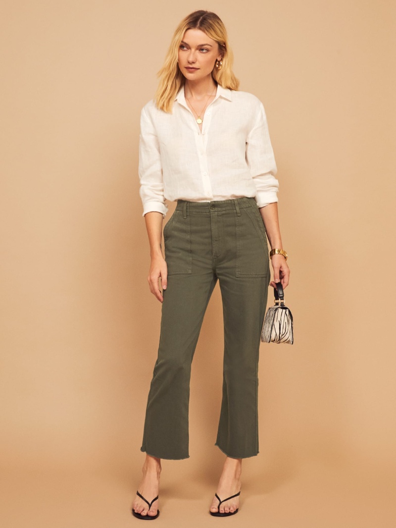 Reformation Utility Pant in Army $148