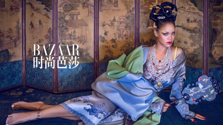 Wearing rich jewel tones, Rihanna enchants in a traditional inspired look