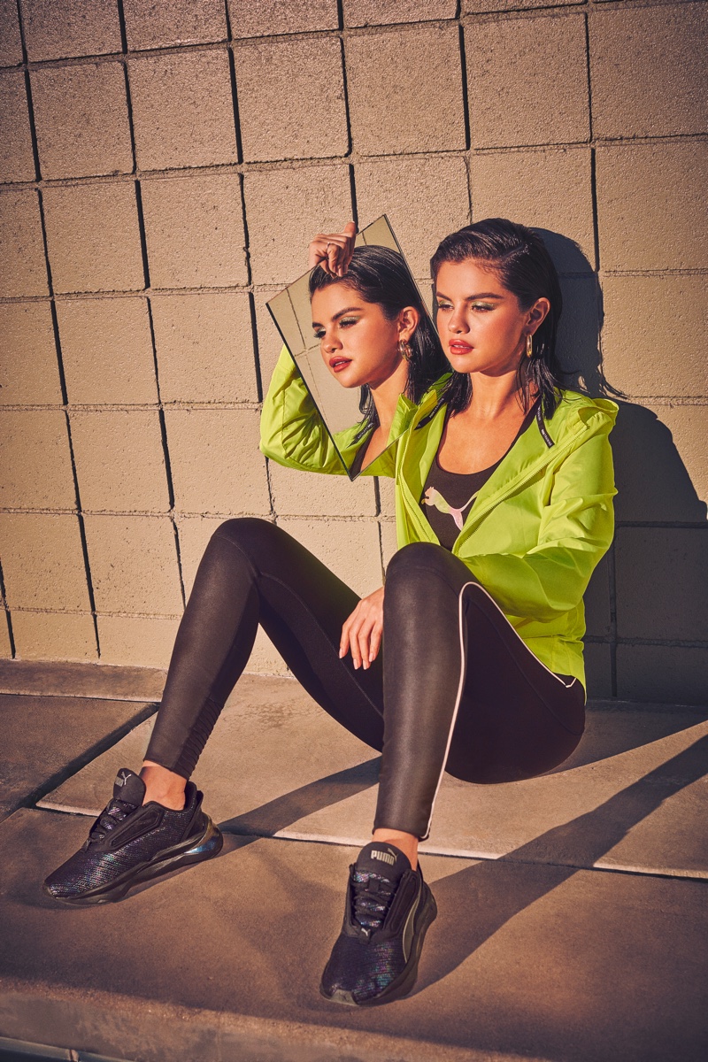 Selena Gomez poses with mirror in latest PUMA sneaker campaign