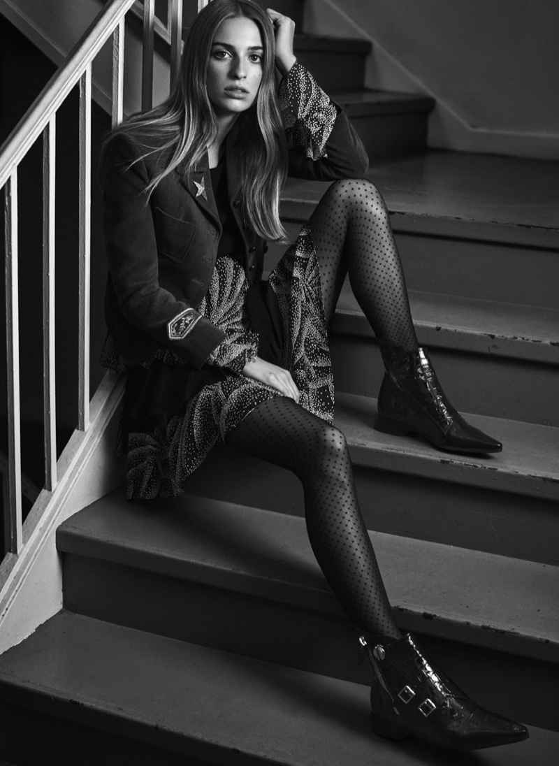 Captured in black and white, Talita Von Furstenberg wears cool ensemble
