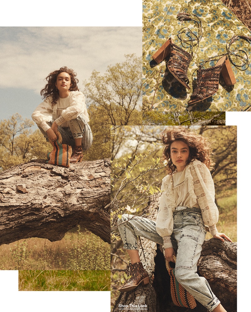 (Model's Look) Ulla Johnson Lily Blouse $445, Storm Jeans $395, Cruz Booties $525, Arusi Tote Bag $395 (Top Right) Ulla Johnson Rayna Heel Sandals $450