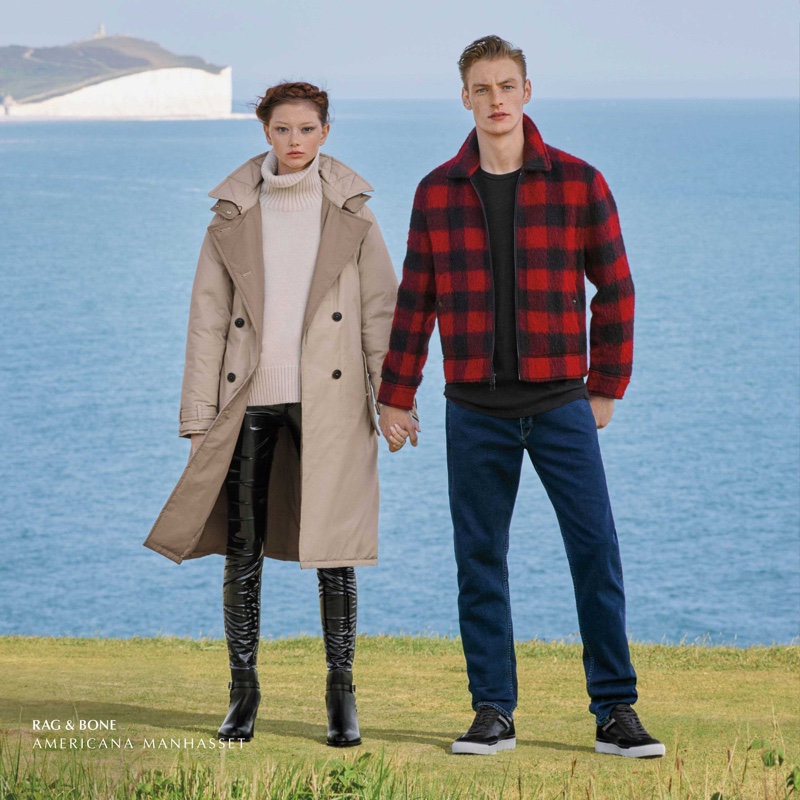 Sara Grace Wallerstedt and Roberto Sipos front Americana Manhasset fall-winter 2019 campaign