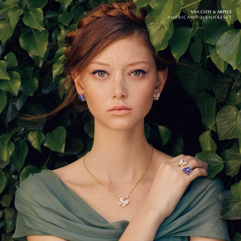 Sara Grace Wallerstedt  models Van Cleef & Arpels jewelry for Americana Manhasset fall 2019 campaign