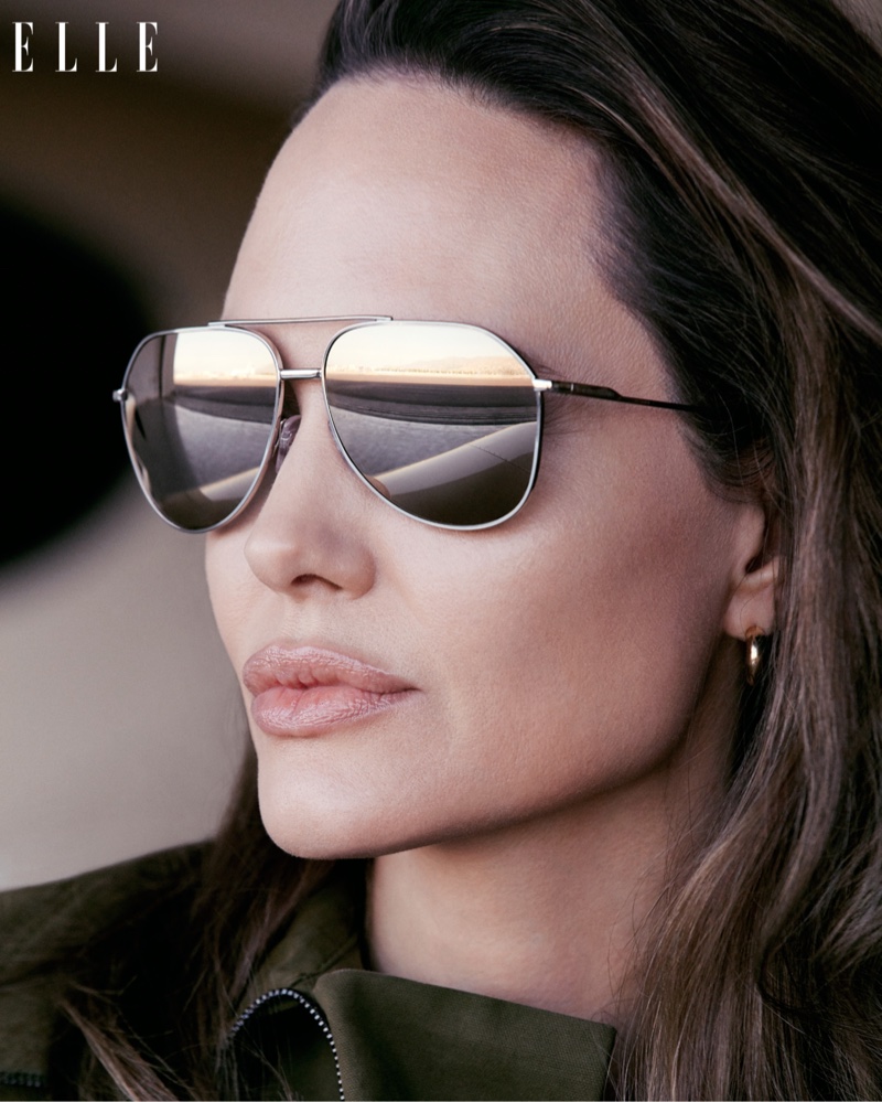 Ready for her closeup, Angelina Jolie dons aviator frames