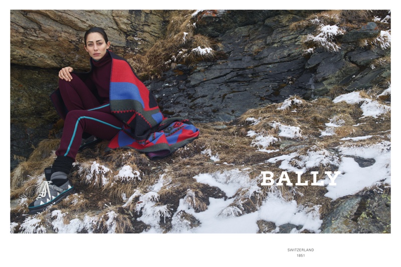 Conie Vallese poses in Switzerland for Bally fall-winter 2019 campaign