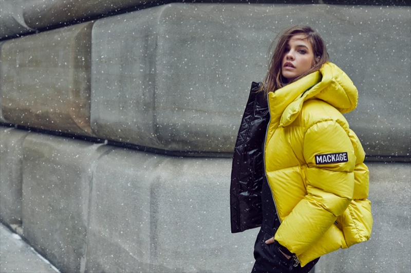 Rocking a yellow jacket, Barbara Palvin fronts Mackage fall-winter 2019 campaign