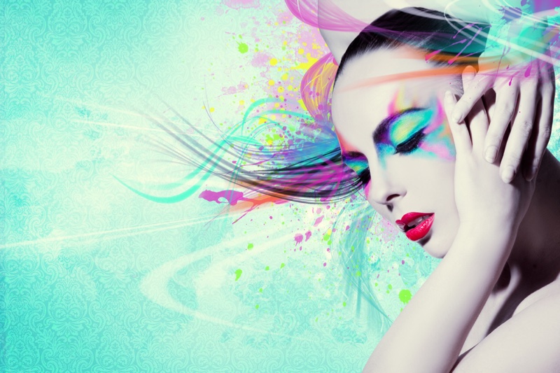 Beauty Makeup Eyeshadow Model Fantasy Colorful Brunette