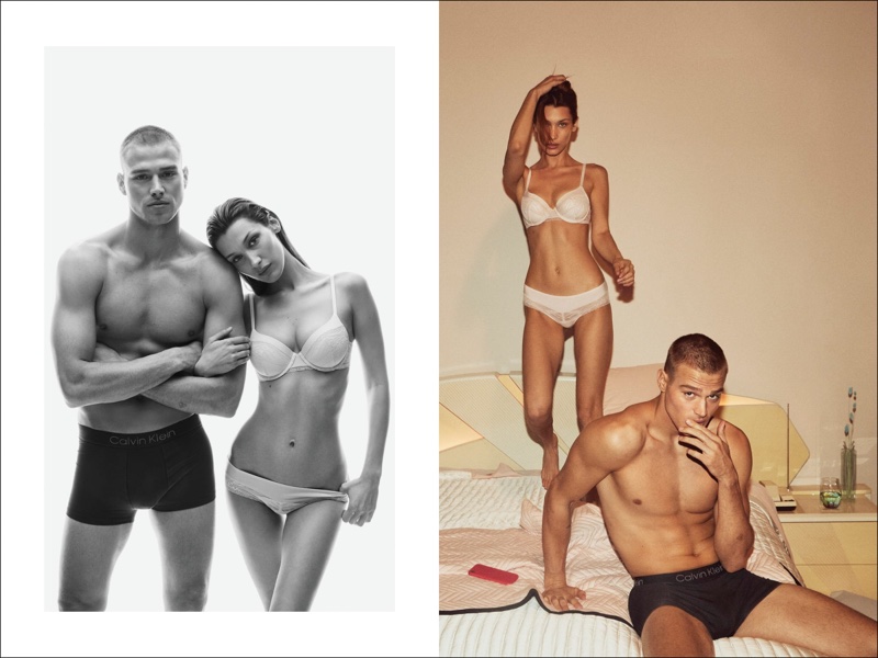 Bella Hadid and Matthew Noszka appear in Calvin Klein #MyCalvins Underwear fall-winter 2019 campaign 