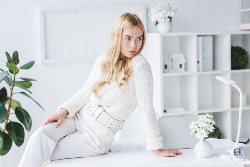 Blonde Office White Sweater Pants