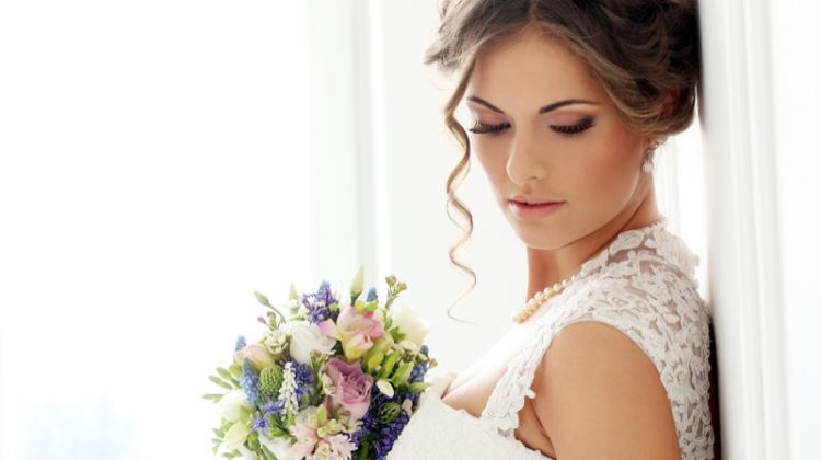 Bride Bouquet Lace White Gown