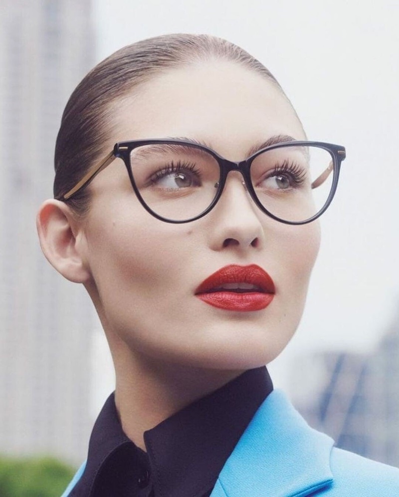 Carolina Herrera features cat eye glasses in fall-winter 2019 campaign