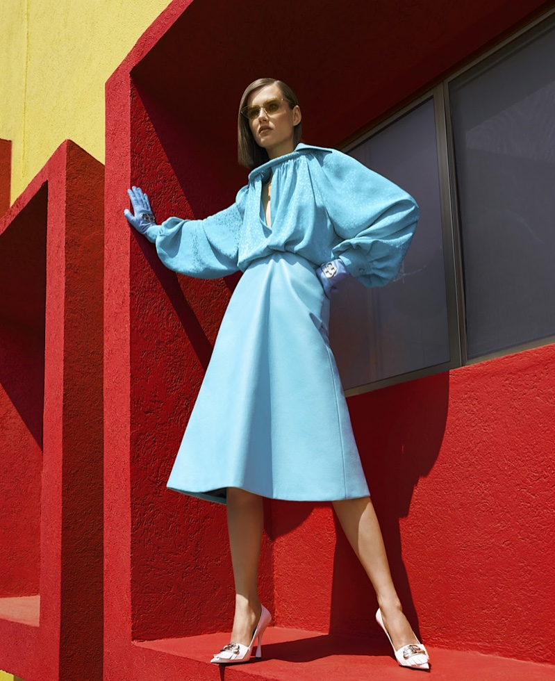Giedre Dukauskaite Takes On New Season Brights for Harper's Bazaar