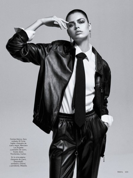Gwen Van Meir Models Leather Styles for TELVA Gwen Van Meir Models Leather Styles for TELVA