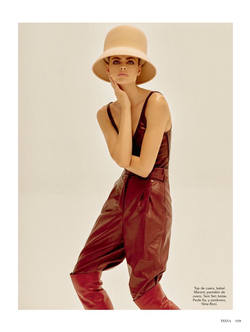 Gwen Van Meir Models Leather Styles for TELVA