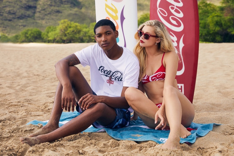 Posing at the beach, Josie Canseco models Kith x Coca-Cola campaign