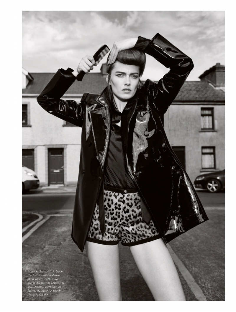 Karmen Pedaru Poses in Teddy Girl Style for ELLE UK