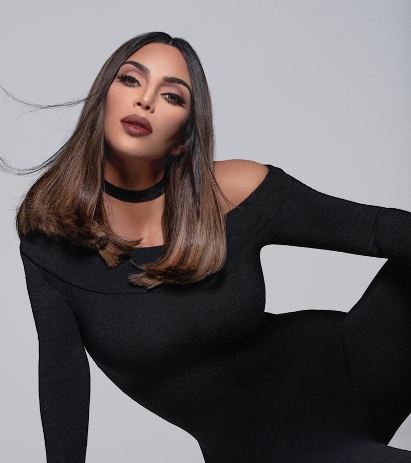 Modeling a dark lip, Kim Kardashian appears in KKW Beauty Mattes campaign