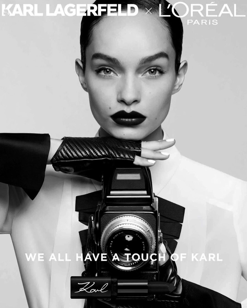 Luma Grothe appears in L'Oréal Paris x Karl Lagerfeld makeup campaign