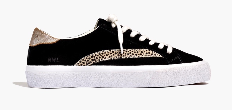 Madewell Sidewalk Low-Top Sneakers in Spot Dot / True Black and Silver $88