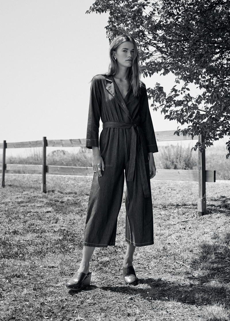 Mathilde Brandi poses in Mango denim style jumpsuit