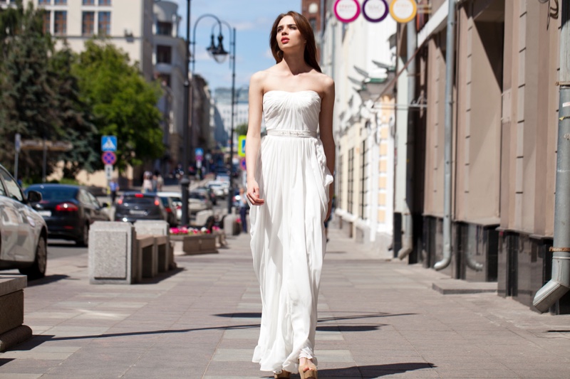 Model White Dress Streets