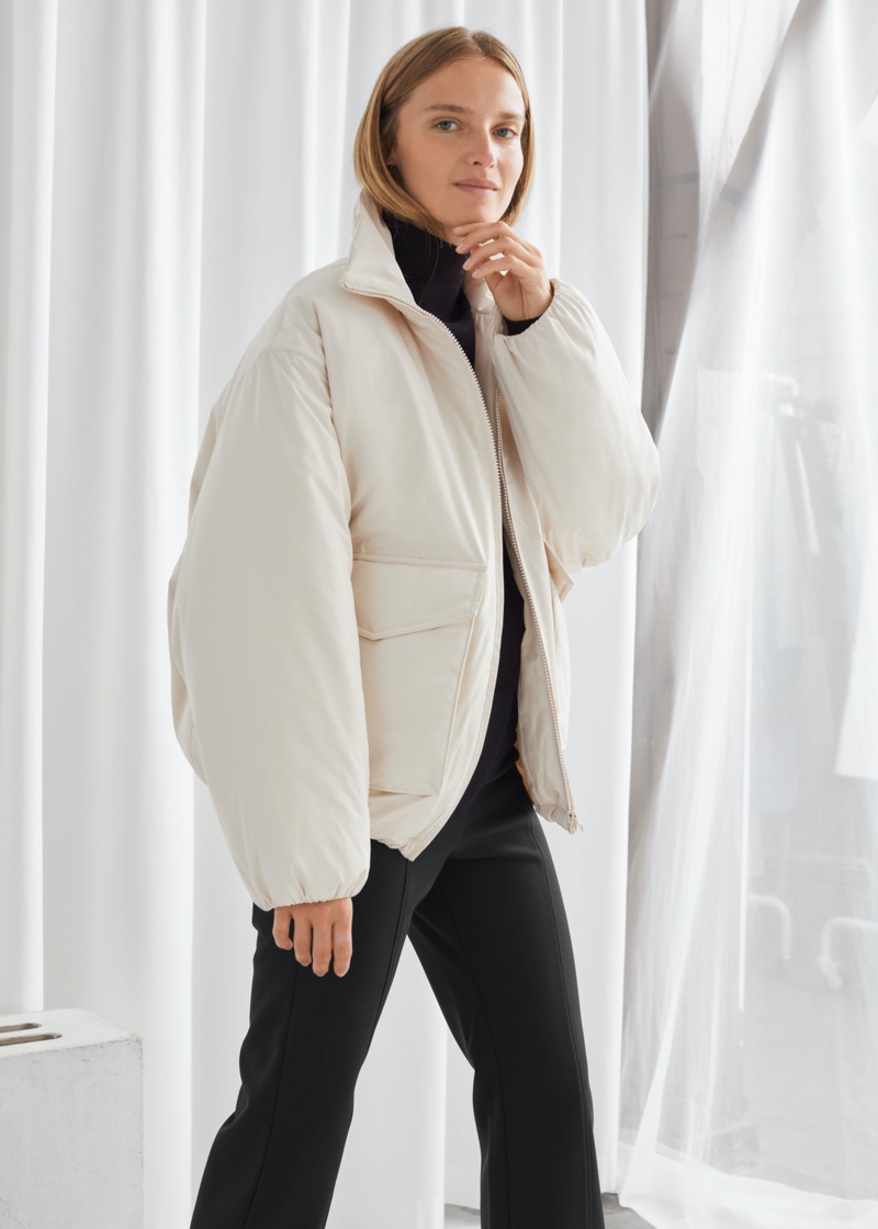 & Other Stories Boxy Padded High Collar Jacket $129