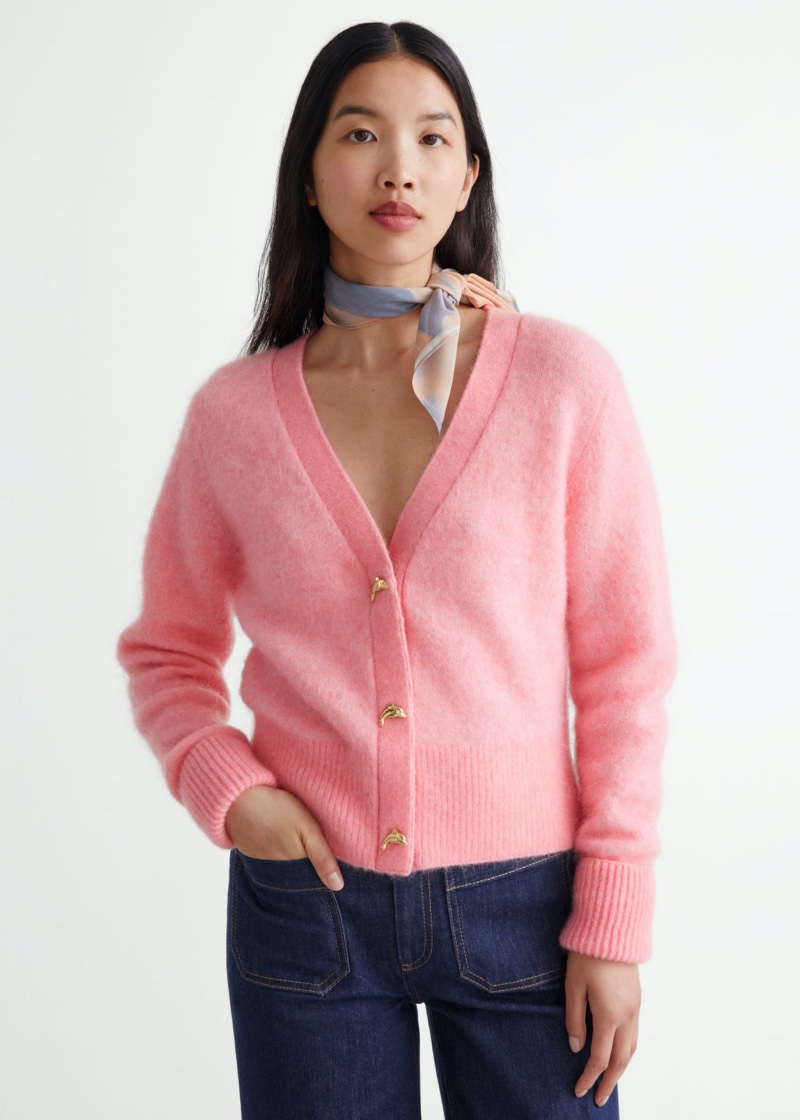 & Other Stories Dolphin Button Cardigan in Pink $99