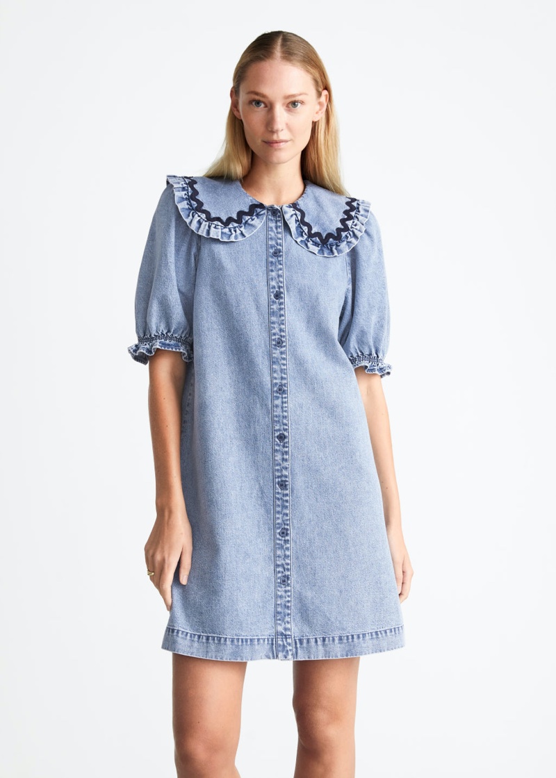 & Other Stories Frilled Mini Denim Dress $99